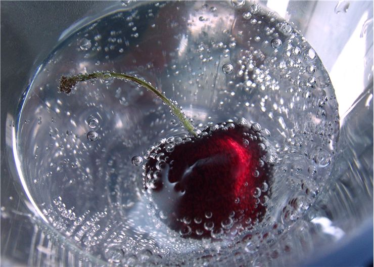 Picture Of Carbonated Water With A Cherry
